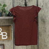 A New Day Women's Ruffle Short Sleeve Linen Look T-Shirt