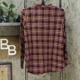 Denim & Co. Women's Plaid Button Front Mandarin Collar Shirt