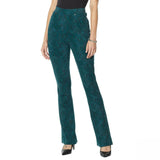 DG2 by Diane Gilman Pull On Stretch Ponte Boot Cut Pants Green Snake Plus 1X
