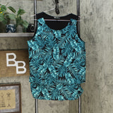 DG2 by Diane Gilman Women's Printed Media Easy Tank Top Palm Leaf Large