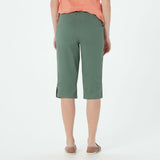 Denim & Co. Plus Size Pull-on Flat Front Pedal Pusher Pants With Horn Buttons