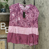 DG2 by Diane Gilman Women's Multi Print Tiered Tunic Top
