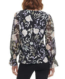 NWT Calvin Klein Women's Floral Chiffon Ruffled Sleeve Knit Top. M0KH6866 XL