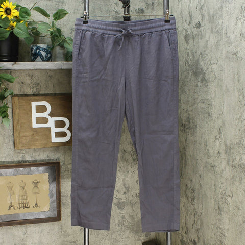32 Degrees Cool Women's Stretch Linen Blend Ankle Pants Gray Large