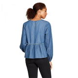 Universal Thread Women's Long Sleeve Chambray Peplum Blouse Shirt Top