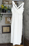 Universal Thread Womens Ruched Waist Linen Woven Crossback Maxi Dress White M