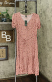 Wild Fable Women's Floral Print Short Sleeve V-Neck Button-Down Midi Dress