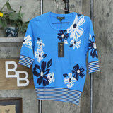 DG2 by Diane Gilman Women's Daisy Floral Short Sleeve Sweater