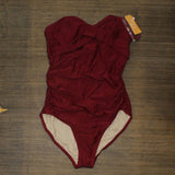 Kona Sol Women's Shirred Bandeau One Piece Swimsuit AFB70 Bing Cherry Red L