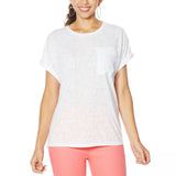 DG2 by Diane Gilman Women's Slub Burnout Pocket T-Shirt Ivory XL