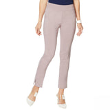 MarlaWynne Womens Stretch Twill FLATTERfit Pants With Slit Lilac Gray 12