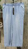 DG2 by Diane Gilman Women's Petite Chambray Woven Wide Leg Pants
