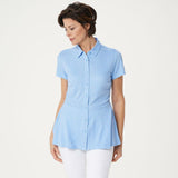 Isaac Mizrahi Live! Women's Polka Dot Button Front Knit Peplum Top