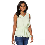LaBellum by Hillary Scott Women's Chiffon Side Tie Tank Blouse Green Large