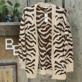 Hooked Up Women's Junior Fit Zebra Print Cardigan Sweater