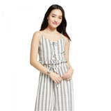 Xhilaration Women's Striped Strappy Lace Up Crop Tank Top