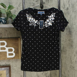 Karen Scott Women's Printed Embroidered Boat Neck Cotton Top