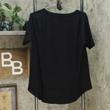 AnyBody Women's Cozy Knit Short-Sleeve Swing Top Black Small