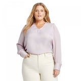 Ava & Viv Women's Plus Size Long Sleeve V-Neck Satin Blouse