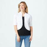 Isaac Mizrahi Live! Elbow-Sleeve Cropped Cardigan Sweater White XL