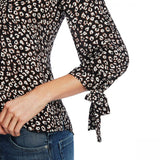 Cece Women's Leopard Print Tie Sleeve Blouse