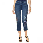 DG2 by Diane Gilman Women's Embroidered Stretch Denim Cropped Jeans