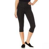Yummie Women's Reversible Compact Cotton Capri Leggings Black Ocelot Large