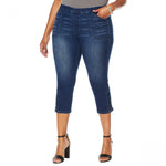 MOTTO Women's Plus Size Modern Stretch Denim Pull On Cropped Jeans