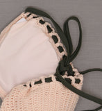 Xhilaration Women's Crochet High Neck Bikini Swim Top Pink Medium