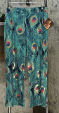 IMAN Women's Petite Global Chic Luxury Resort Peacock Print Palazzo Pants