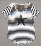 New Grayson Threads Women s Short Sleeve Striped Star Print T-Shirt Medium