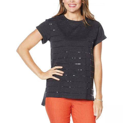 NWT DG2 By Diane Gilman Womens Embellished Cuff-Sleeve Top. 710370 Large