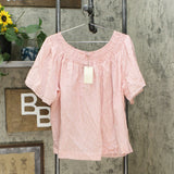 A New Day Women's Striped Short Sleeve Smocked Yoke Top