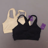 Yummie 2 Pack Cross Back Wireless Bra With Removable Pads Black/ Frappe L/XL