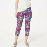 Women with Control Women's Pull-On Printed Crop Pants Leaf Small