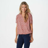 Belle by Kim Gravel Women's TripleLuxe Knit Faux Wrap Top Tassles