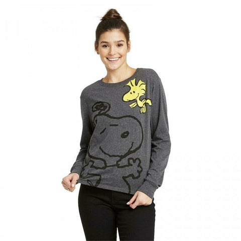 Peanuts Women's Snoopy and Woodstock Long Sleeve Graphic T-Shirt