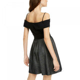 Morgan & Co. Women's Junior Fit Cold Shoulder Glitter Skirt Dress