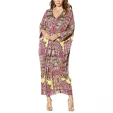 IMAN Women's City Chic Long Sleeve Printed Caftan Dress