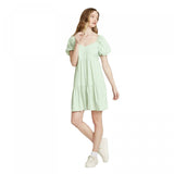 Wild Fable Women's Short Puff Sleeve Round Neck Babydoll Mini Dress