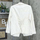 Vince Camuto Plus Size Lace-Up Back Doubleweave One Button Blazer