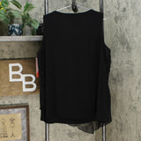 Nina Leonard Women's Plus Size Sleeveless Mixed Media Tiered Tank Top