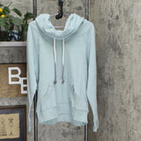 Peace Love World Women's Cowl Neck Hoodie With Affirmation