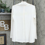 LOGO by Lori Goldstein French Terry Knit Top Cream White Small