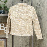 DG2 by Diane Gilman Women's Frayed-Hem Denim Jacket Khaki Paisley Small