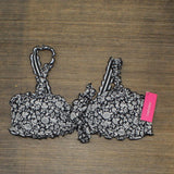 Xhilaration Juniors' Ribbed Ruffle Tie Bralette Bikini Top