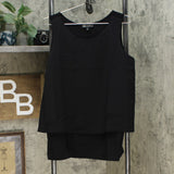 DG2 by Diane Gilman Women's Mixed Media Easy Tank Top Black Large