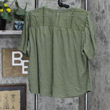 Knox Rose Womens Crochet Trim Pullover Shirt Blouse Top Green XL