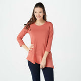 LOGO by Lori Goldstein Rayon 230 Top Asymmetric Satin Hem Coral Medium