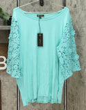 DG2 by Diane Gilman Women's Plus Size Lace Sleeve Top